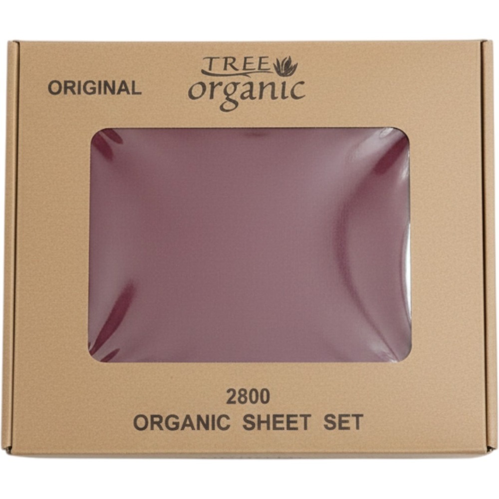 Tree Organic 2800 Series Queen Sheet Set Burgundy 100% Organic Cotton 4pc New